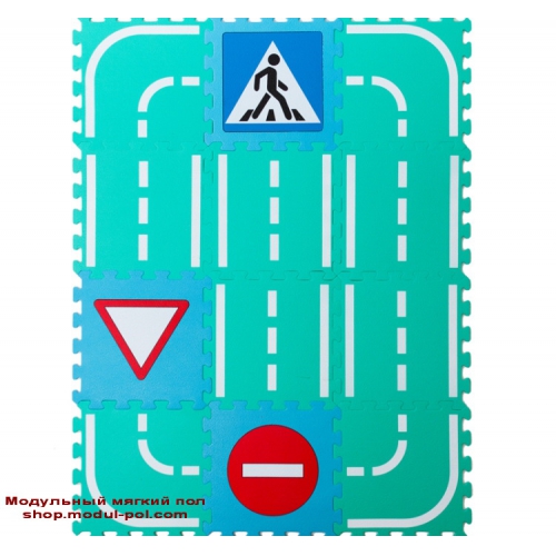 Игровой коврик-пазл Автодорога с дорожными знаками